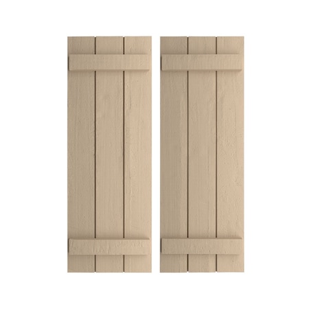 Rustic Three Board Joined Board-n-Batten Rough Cedar Faux Wood Shutters, 16 1/2W X 38H